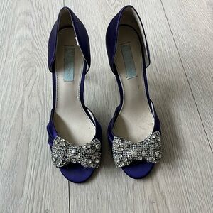Betsey Johnson Purple Heels with Sparkling Bow